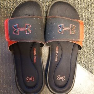 Under Armour Slides, red and black